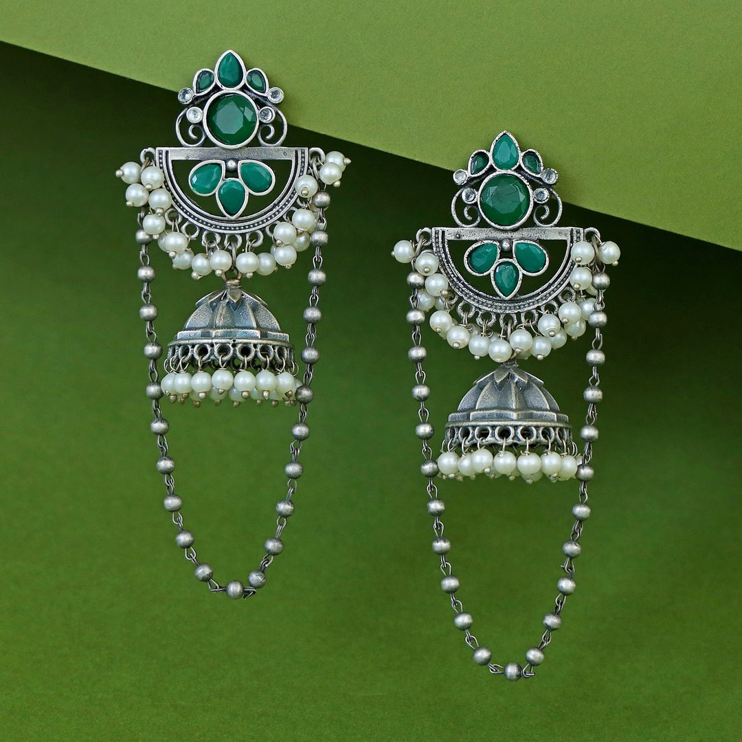 Lissa Half Circle Cluster Pearl Chainy Jhumka