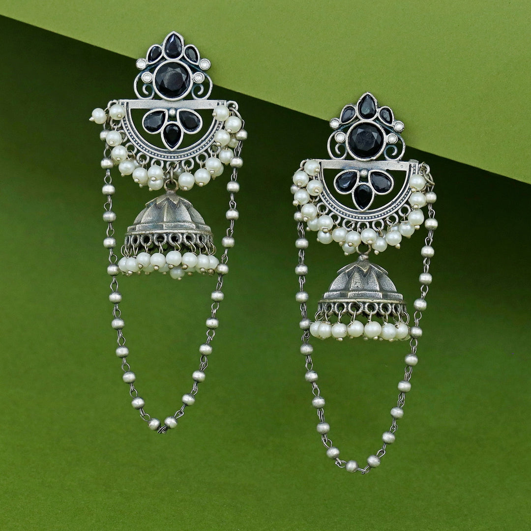 Lissa Half Circle Cluster Pearl Chainy Jhumka