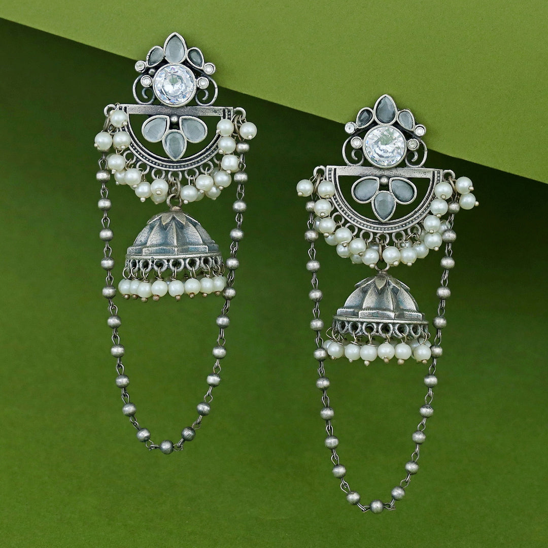 Lissa Half Circle Cluster Pearl Chainy Jhumka