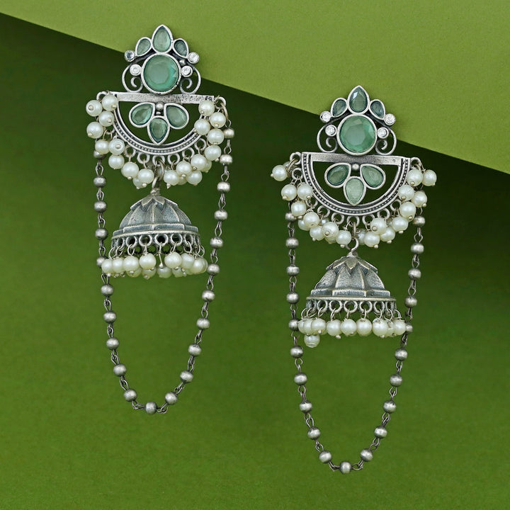 Lissa Half Circle Cluster Pearl Chainy Jhumka