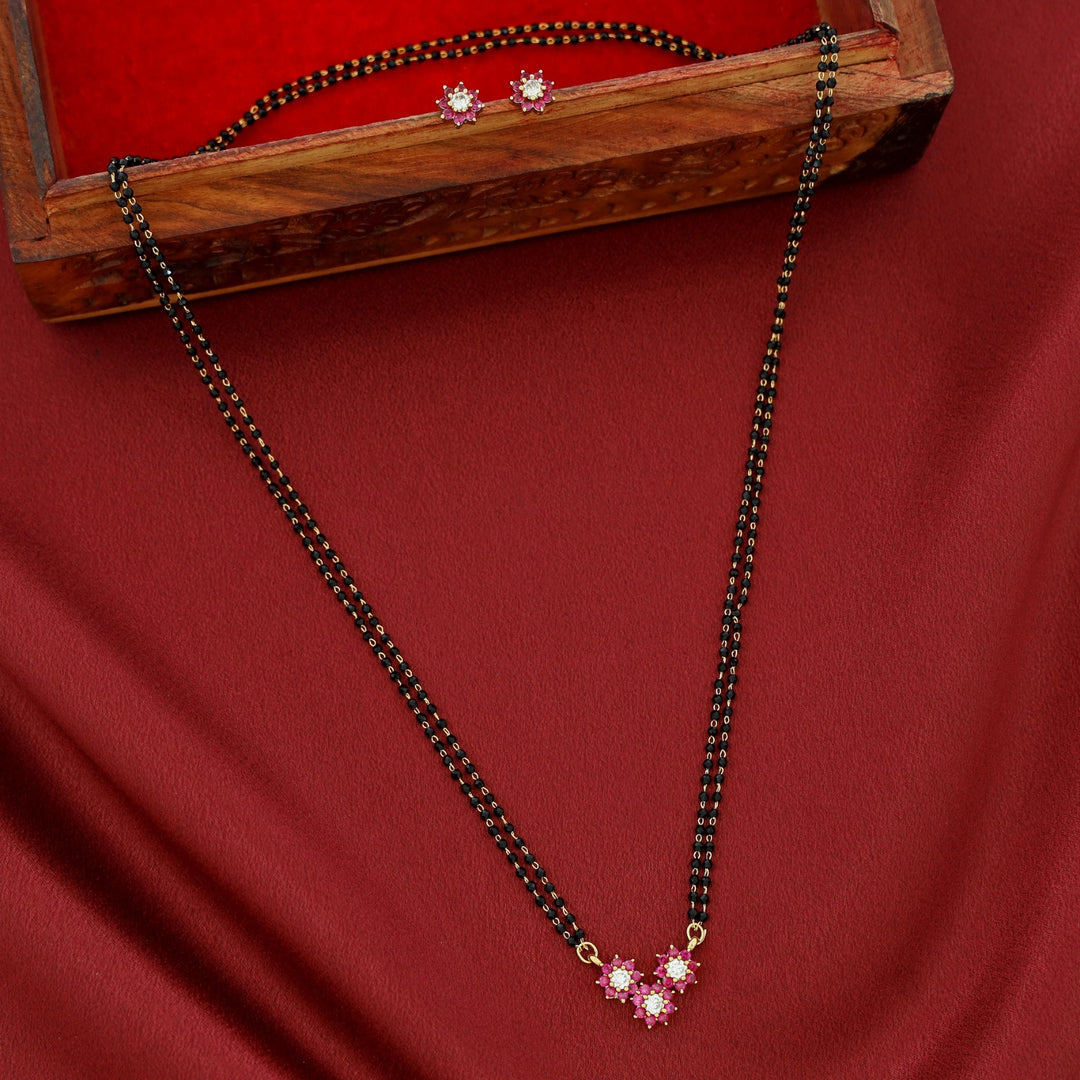 Aanya 3 Floral 2 Layer Mangalsutra Neckpiece With Stud