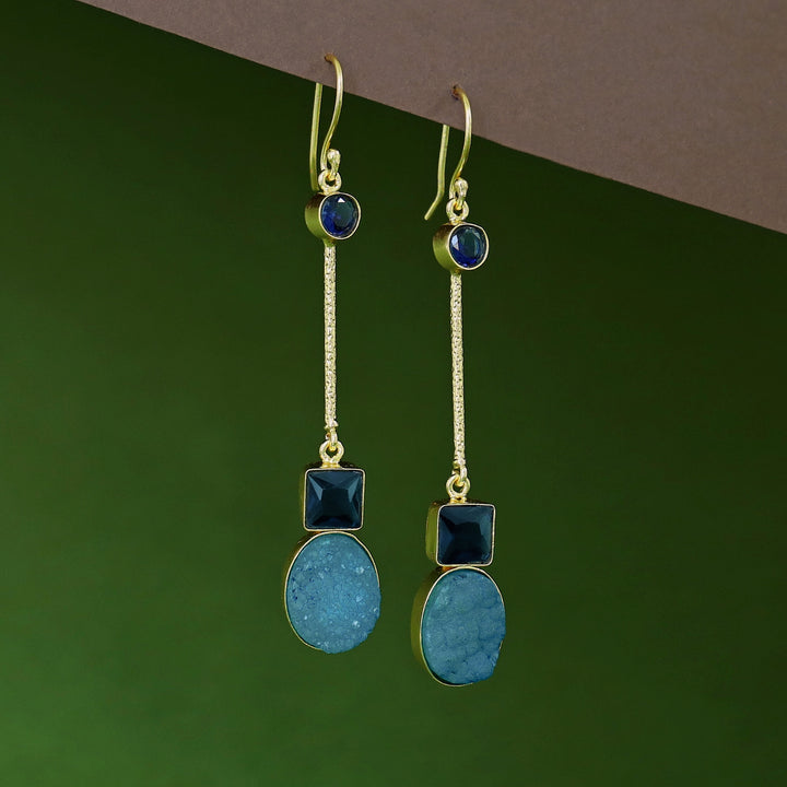 Shila Pendulam Druzy + Glossy Stone Drop