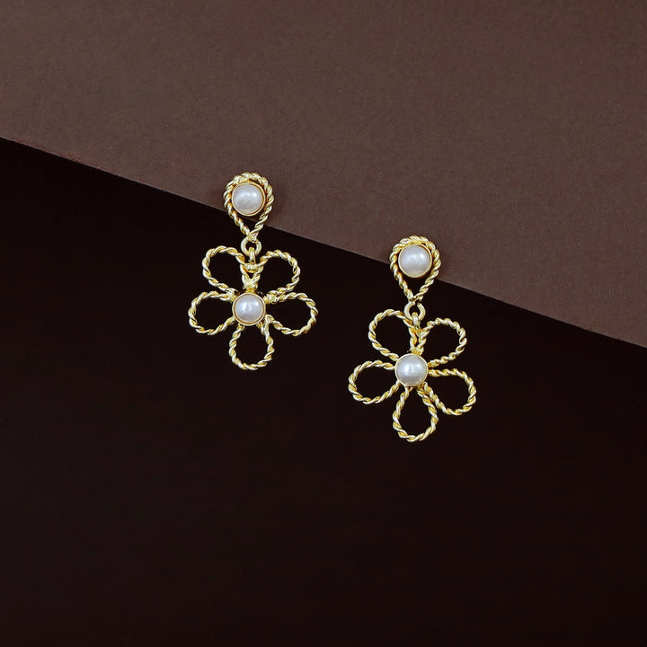 Danica Twisted Flower Pearl Earring