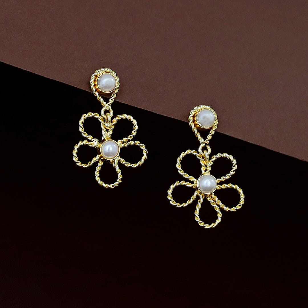 Danica Twisted Flower Pearl Earring