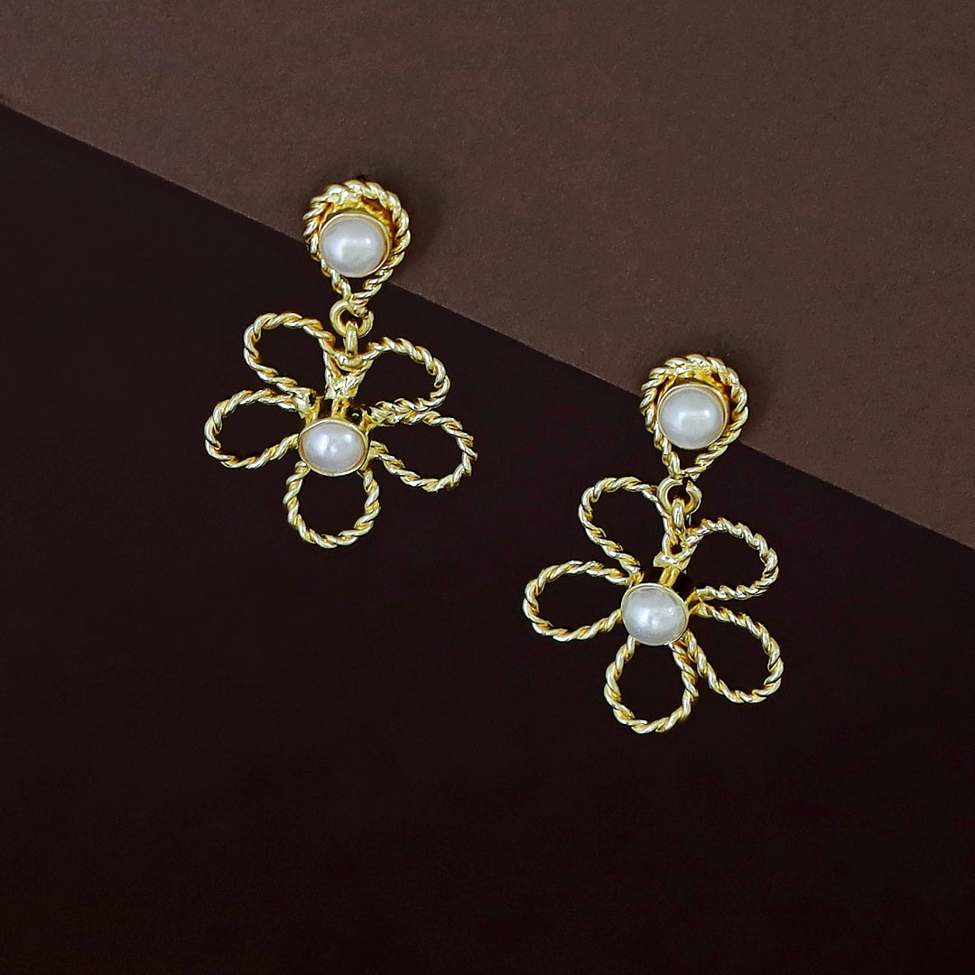 Danica Twisted Flower Pearl Earring