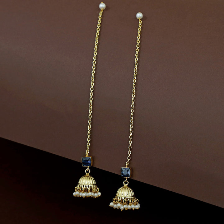 Aadhavi Glossy Pearl Jhumka With Ear Chain