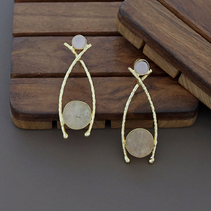 Textured Golden Fishy Raw Stone Earring