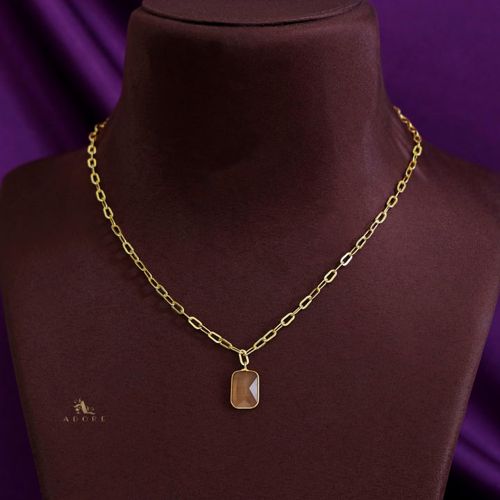 Golden Chain Glossy Rectangle Neckpiece