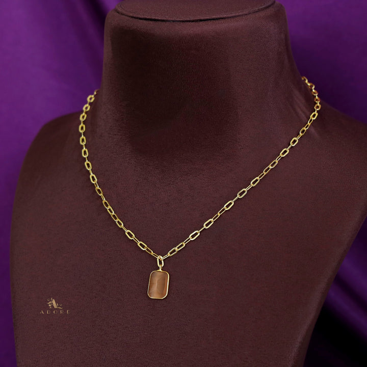 Golden Chain Glossy Rectangle Neckpiece