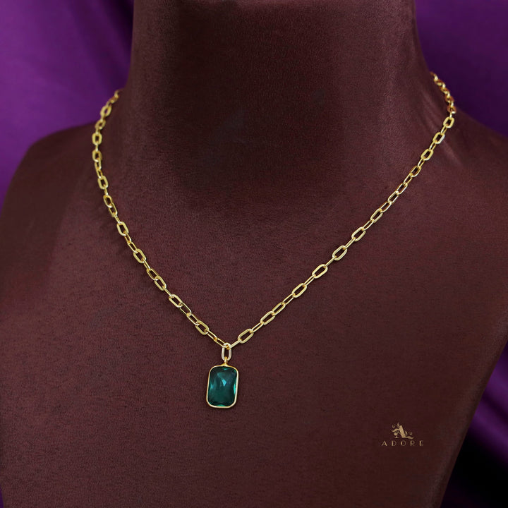 Golden Chain Glossy Rectangle Neckpiece