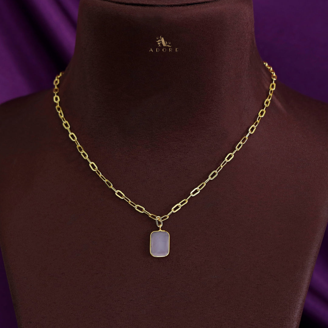 Golden Chain Glossy Rectangle Neckpiece