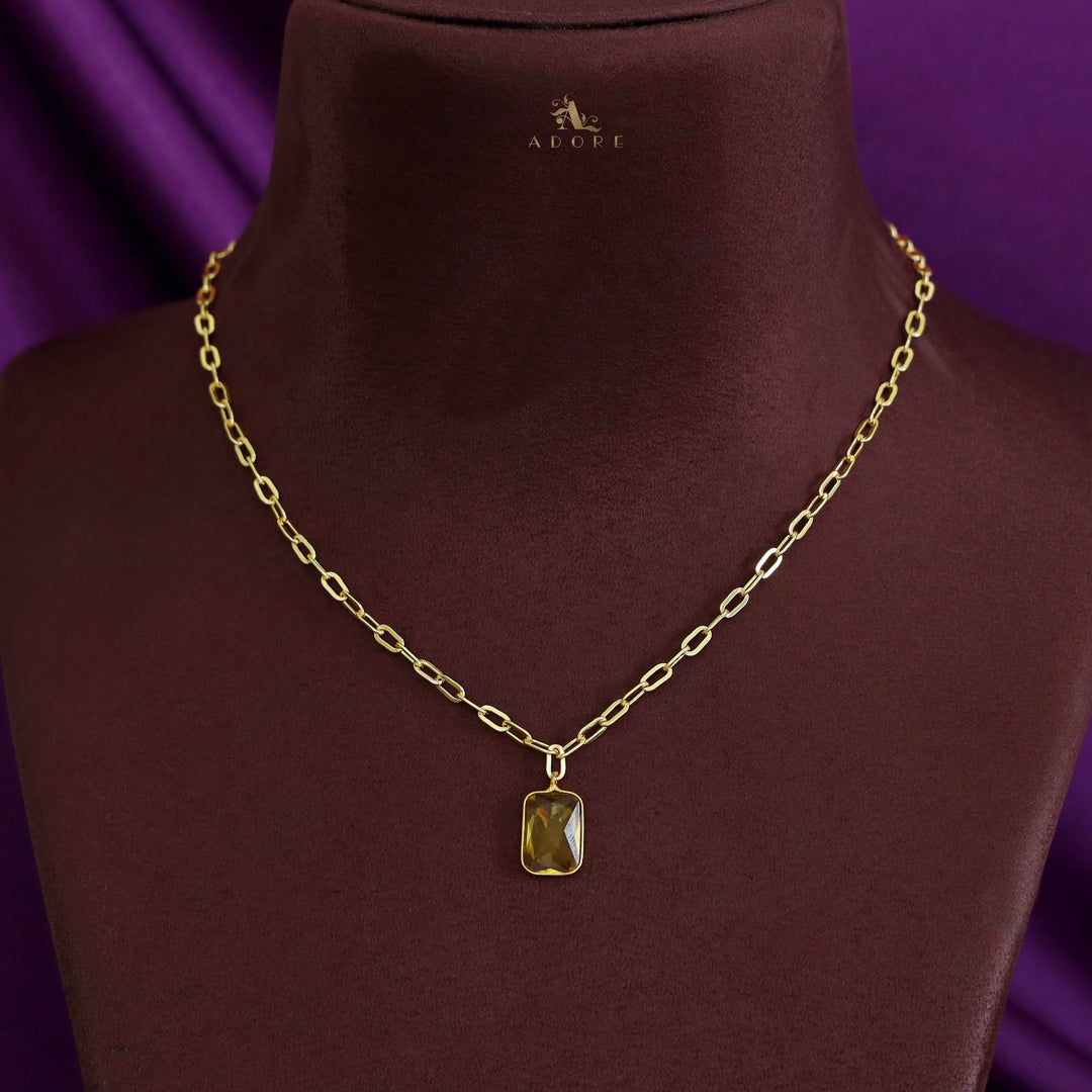 Golden Chain Glossy Rectangle Neckpiece