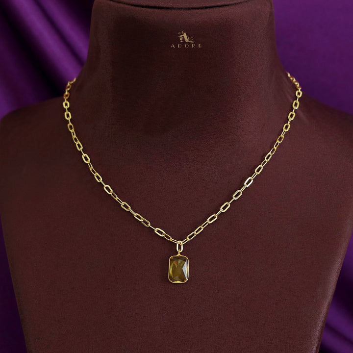 Golden Chain Glossy Rectangle Neckpiece