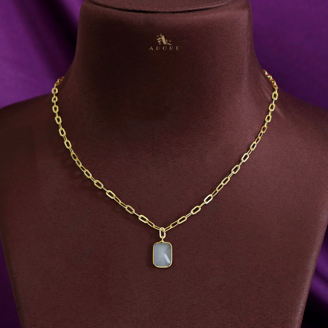 Golden Chain Glossy Rectangle Neckpiece