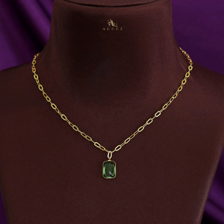 Golden Chain Glossy Rectangle Neckpiece