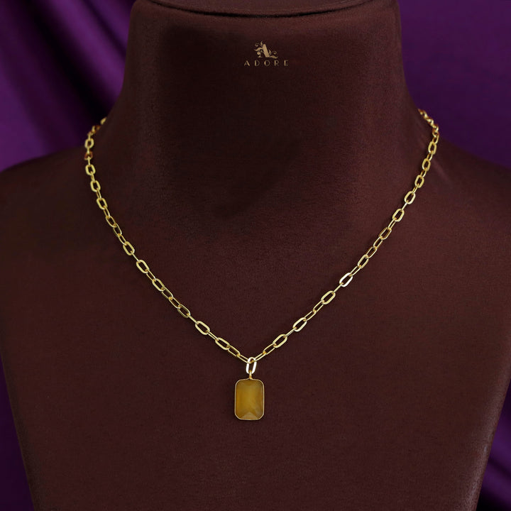 Golden Chain Glossy Rectangle Neckpiece