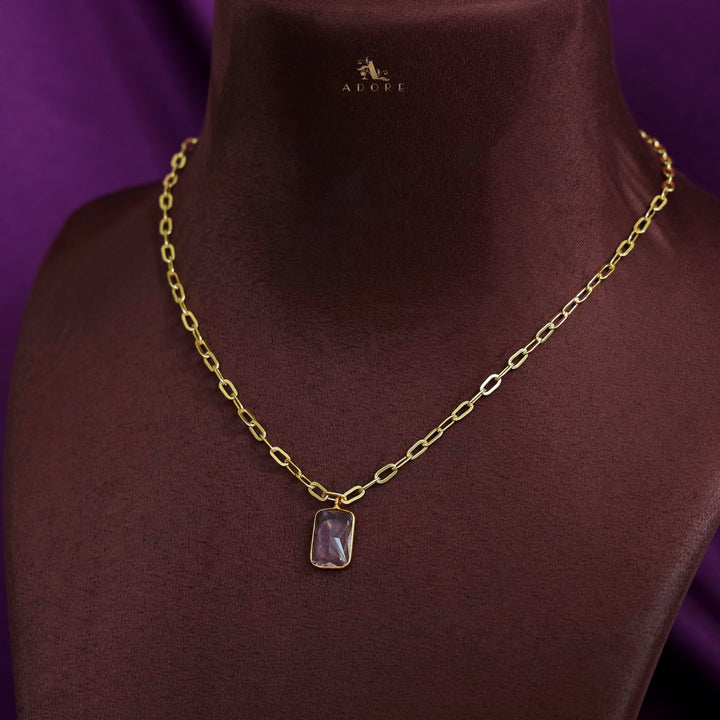 Golden Chain Glossy Rectangle Neckpiece