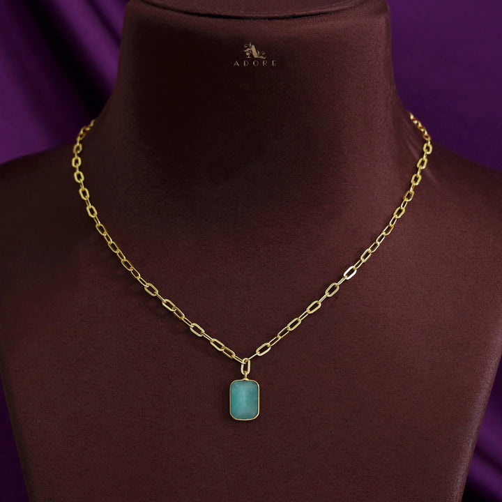 Golden Chain Glossy Rectangle Neckpiece