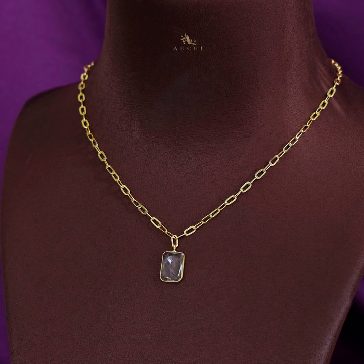 Golden Chain Glossy Rectangle Neckpiece