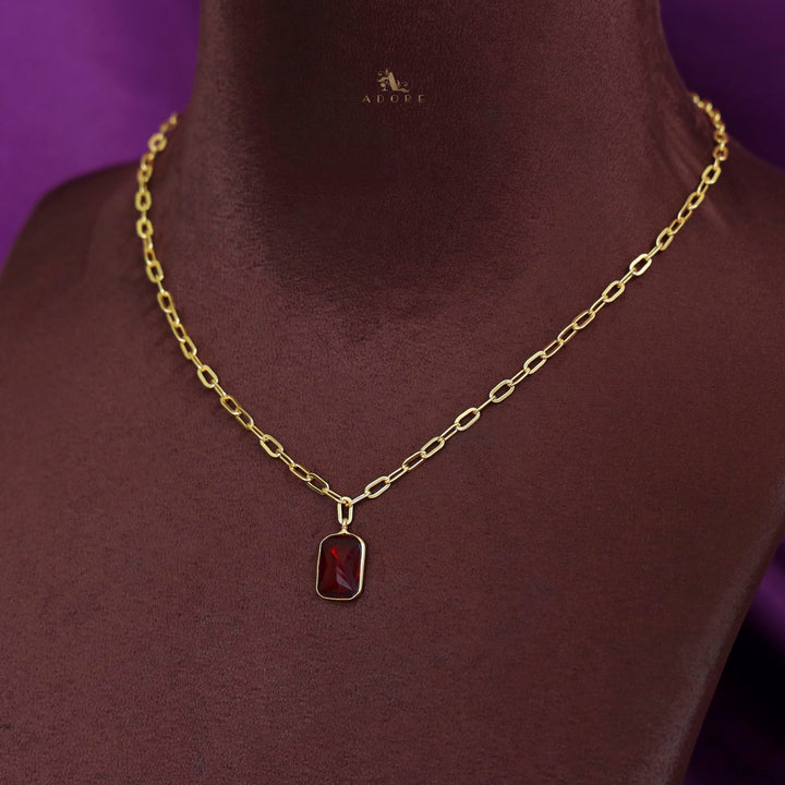 Golden Chain Glossy Rectangle Neckpiece