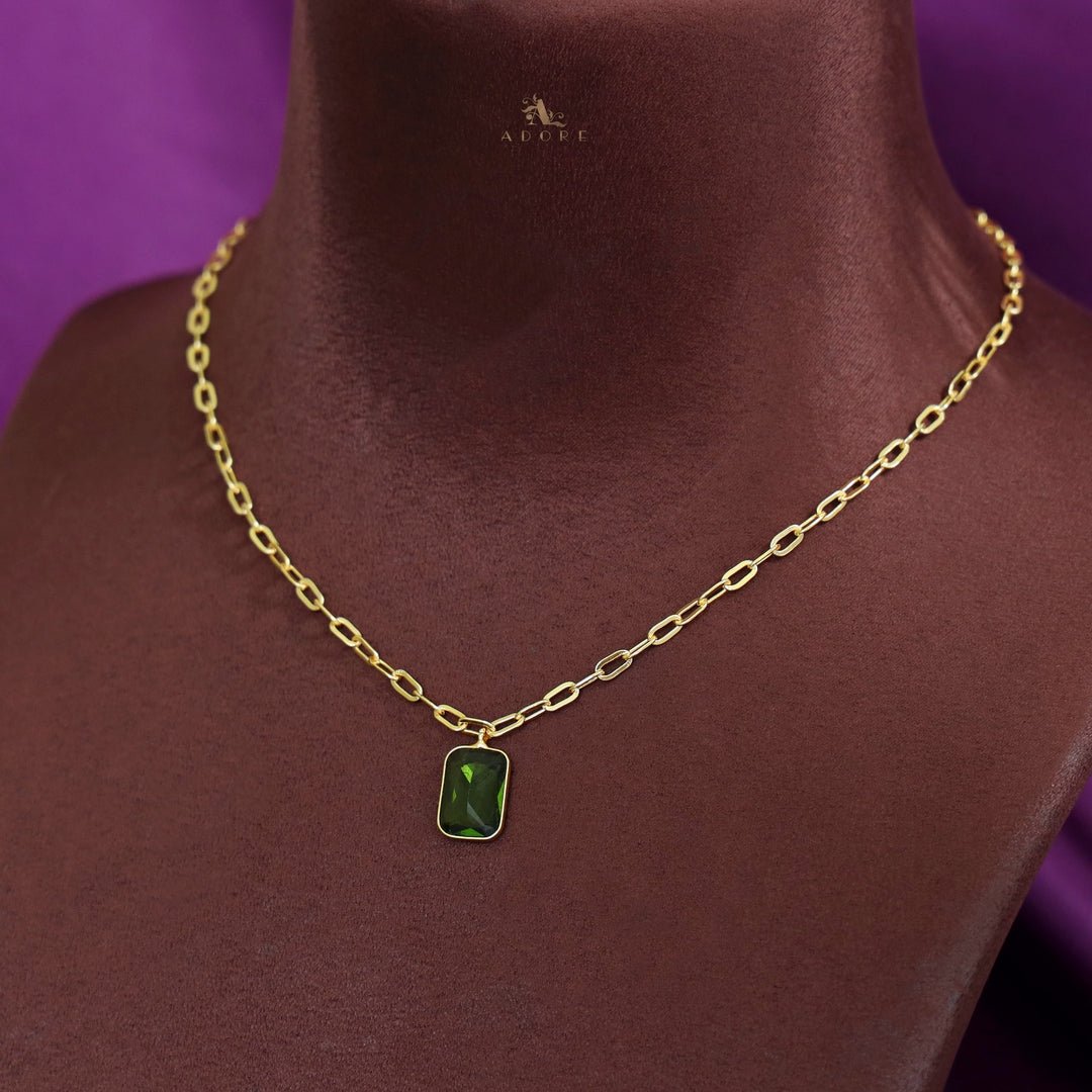 Golden Chain Glossy Rectangle Neckpiece