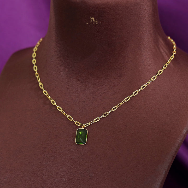 Golden Chain Glossy Rectangle Neckpiece