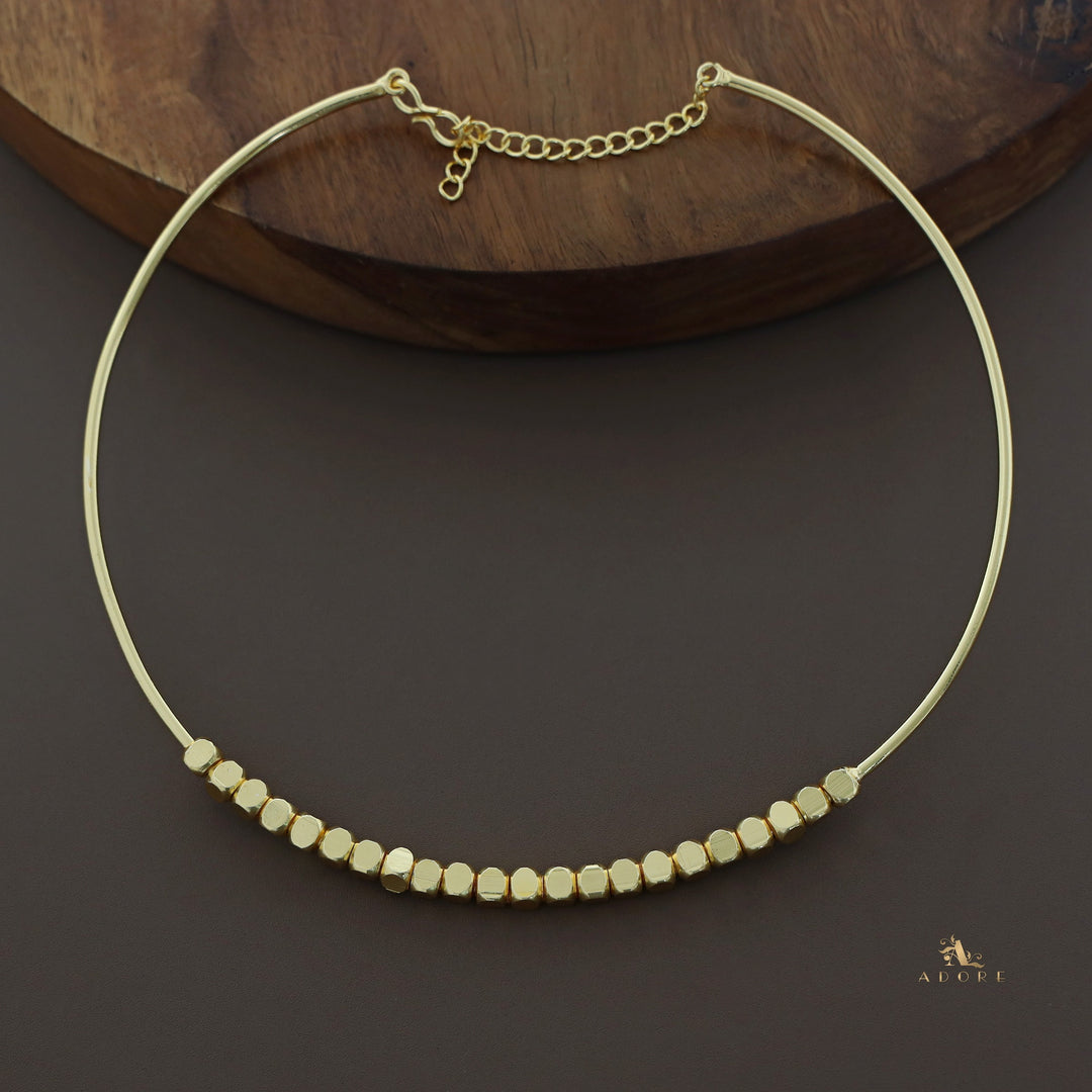 Golden Neck Cuff With Mini Cubes