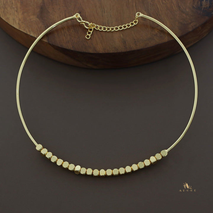 Golden Neck Cuff With Mini Cubes