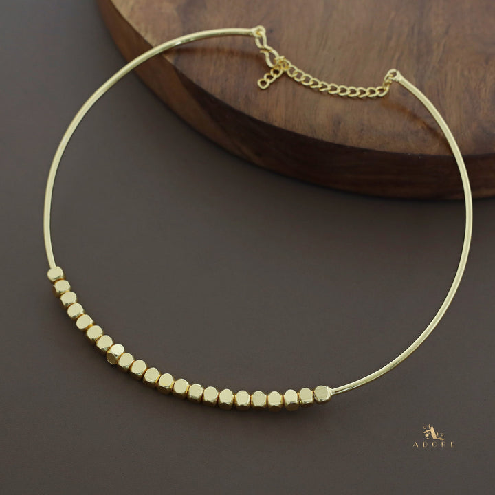 Golden Neck Cuff With Mini Cubes