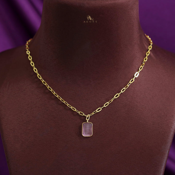 Golden Chain Glossy Rectangle Neckpiece
