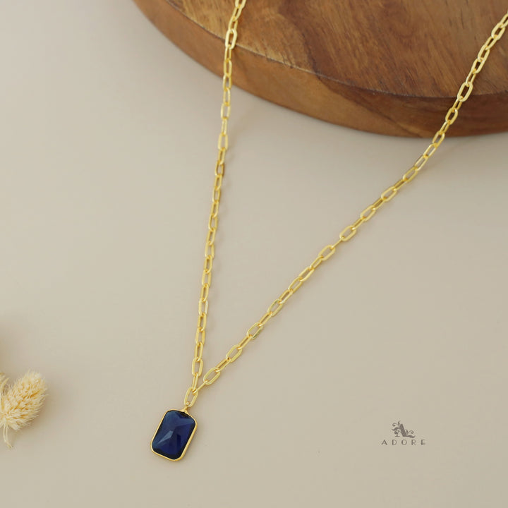 Golden Chain Glossy Rectangle Neckpiece