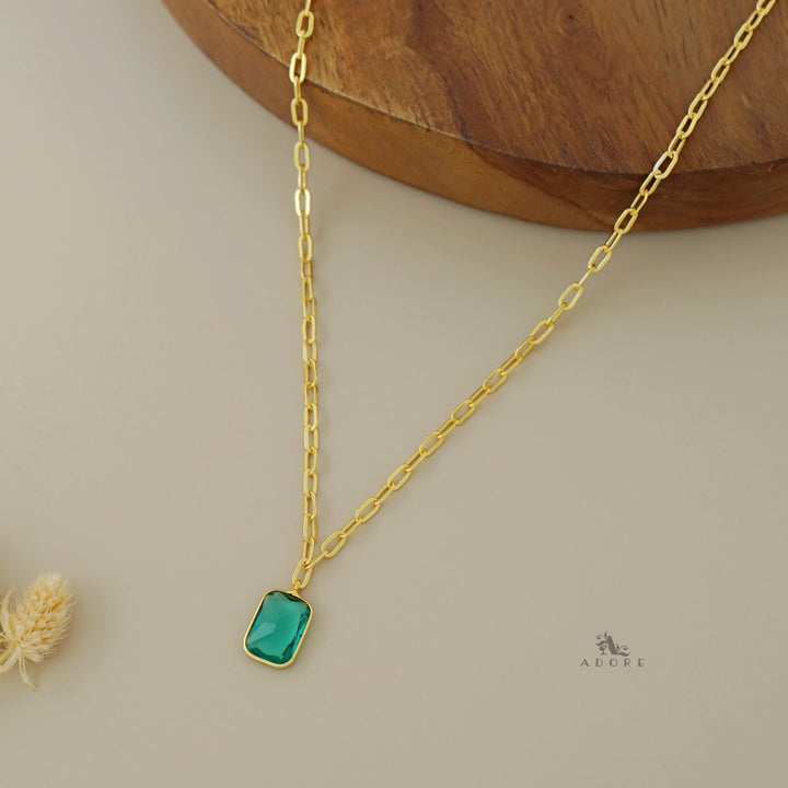 Golden Chain Glossy Rectangle Neckpiece