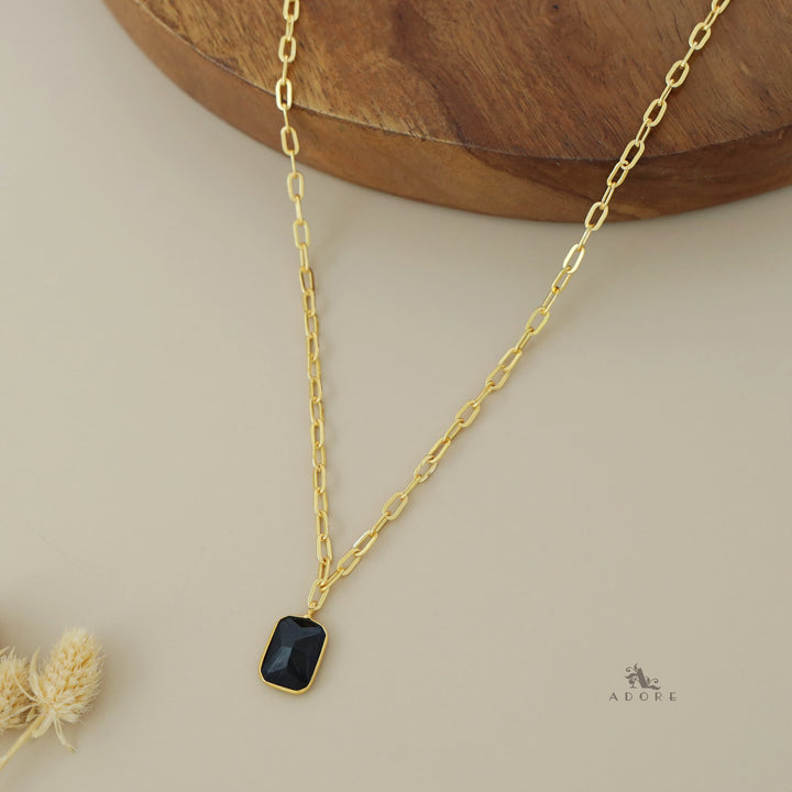 Golden Chain Glossy Rectangle Neckpiece
