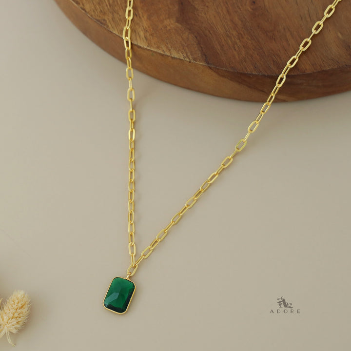 Golden Chain Glossy Rectangle Neckpiece