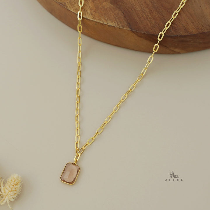 Golden Chain Glossy Rectangle Neckpiece