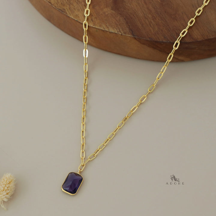 Golden Chain Glossy Rectangle Neckpiece