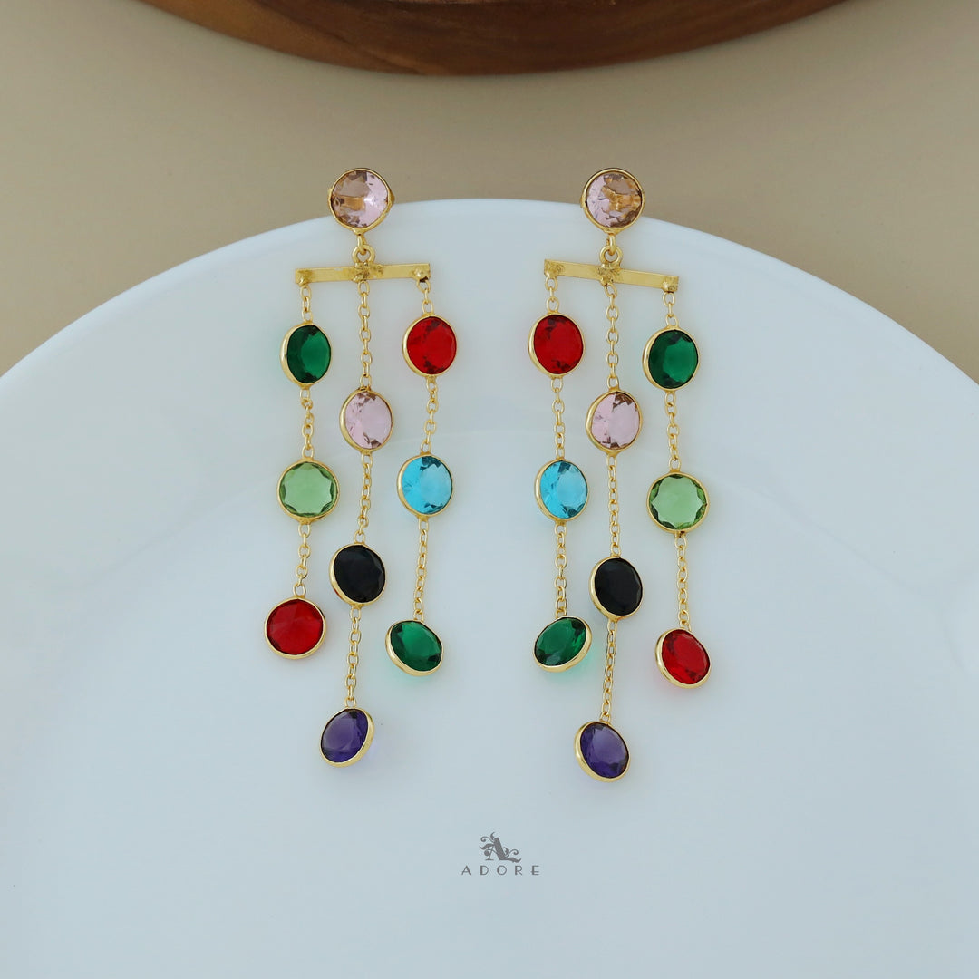 Elowyn 3 Layer Glossy Round Tassel Earring