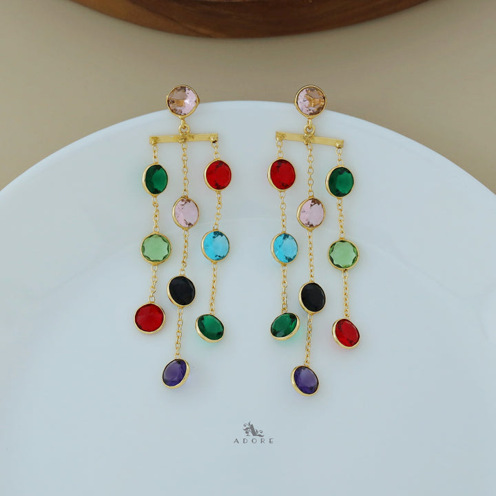 Elowyn 3 Layer Glossy Round Tassel Earring