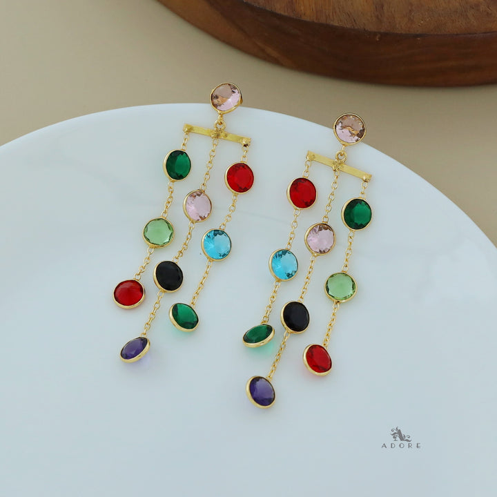 Elowyn 3 Layer Glossy Round Tassel Earring