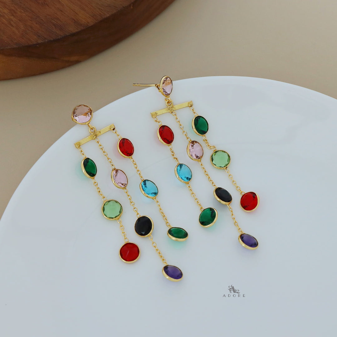 Elowyn 3 Layer Glossy Round Tassel Earring