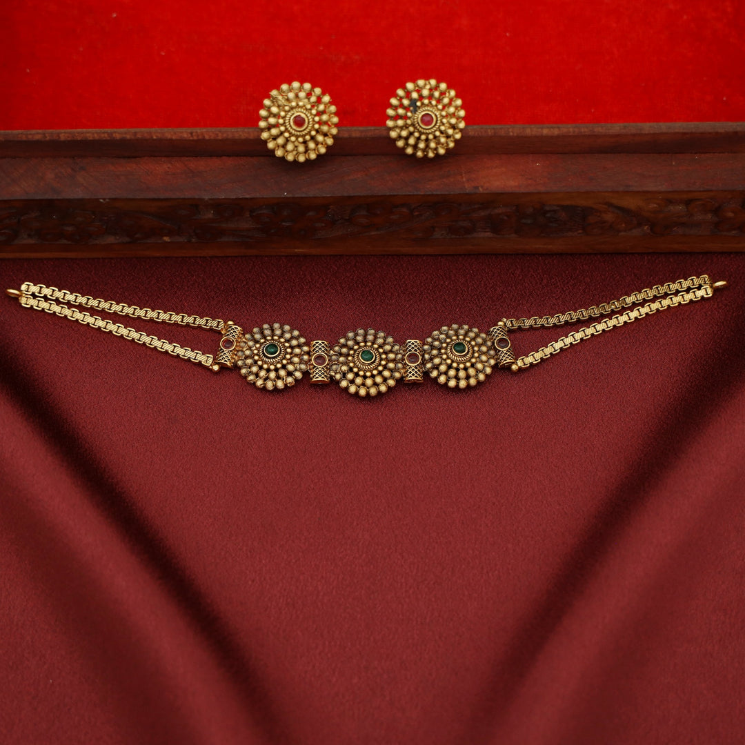 Dhruvani Tri Chakra Choker with Earring