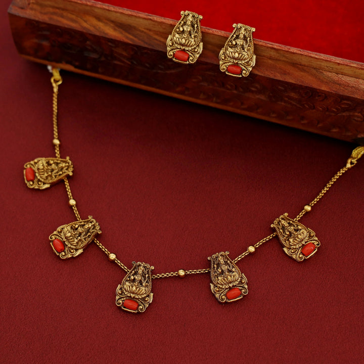 Bavanya Ashtalakshmi Bead Short Neckpiece With Earring