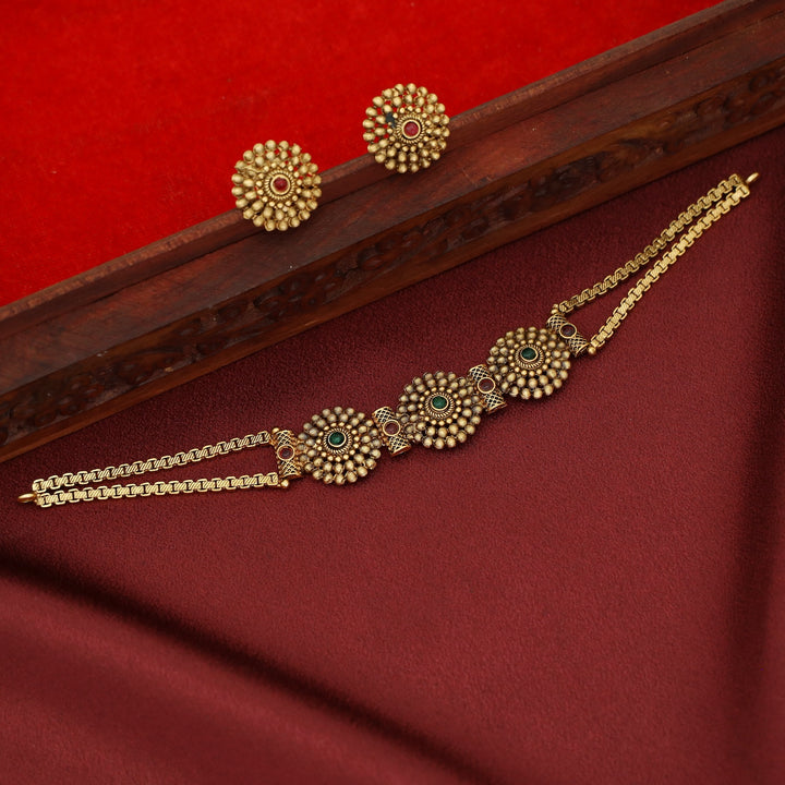 Dhruvani Tri Chakra Choker with Earring