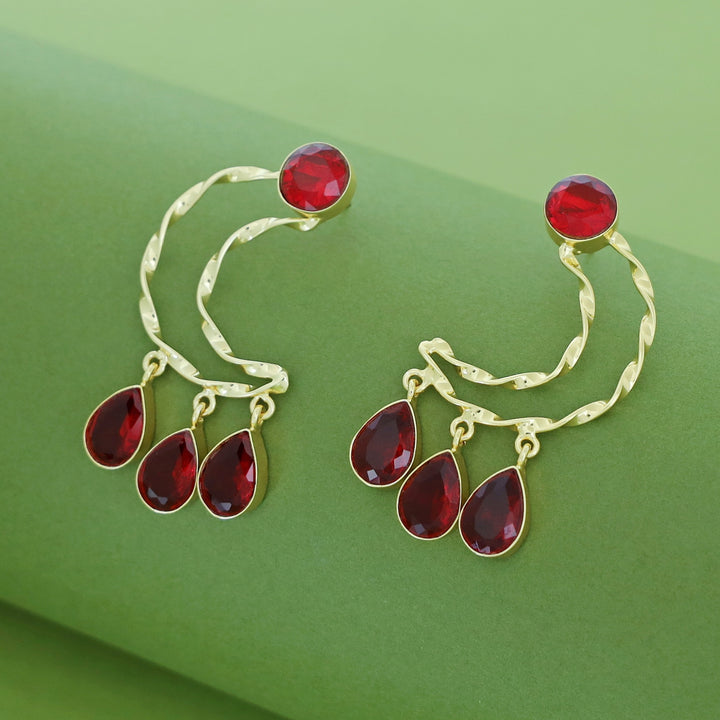 Abeetha Golden Half Moon Glossy Stone Earring