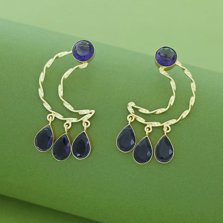 Abeetha Golden Half Moon Glossy Stone Earring