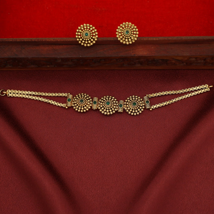 Dhruvani Tri Chakra Choker with Earring
