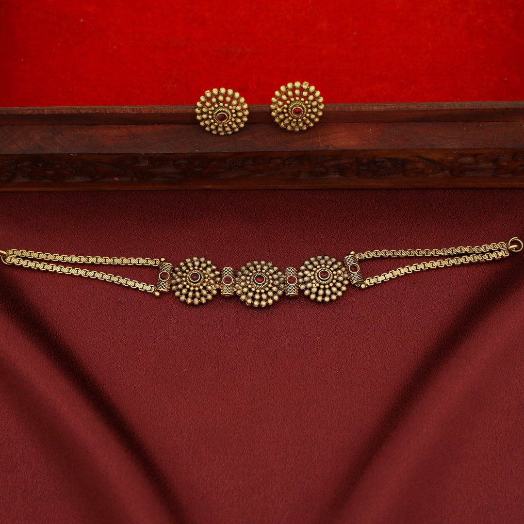 Dhruvani Tri Chakra Choker with Earring