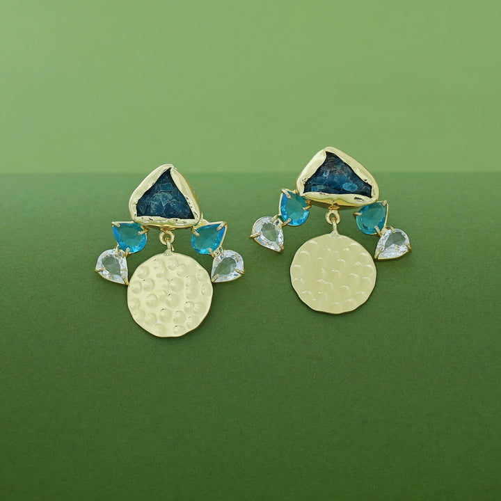 Aalis Raw Stone + Glossy Golden Textured Earring