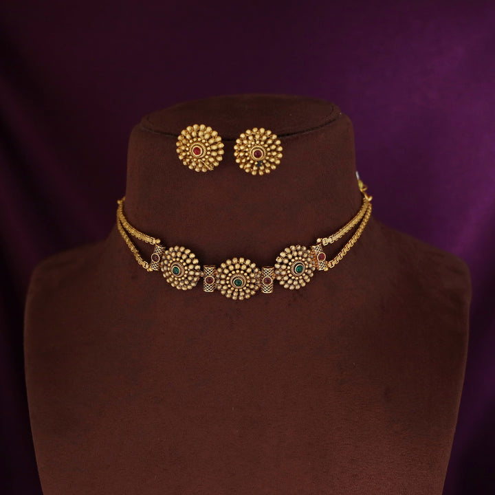 Dhruvani Tri Chakra Choker with Earring