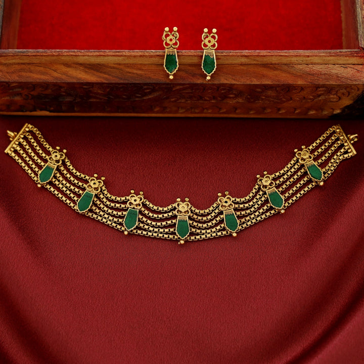 Sita 5 Layer Palakka Choker With Earring